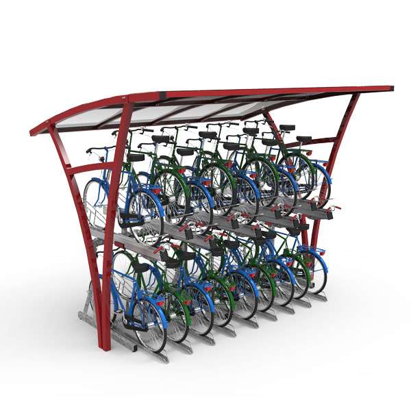 Overkappingen | Overkappingen compact fietsparkeren | FalcoRail enkelzijdige fietsoverkapping voor etagerekken | image #1 |  