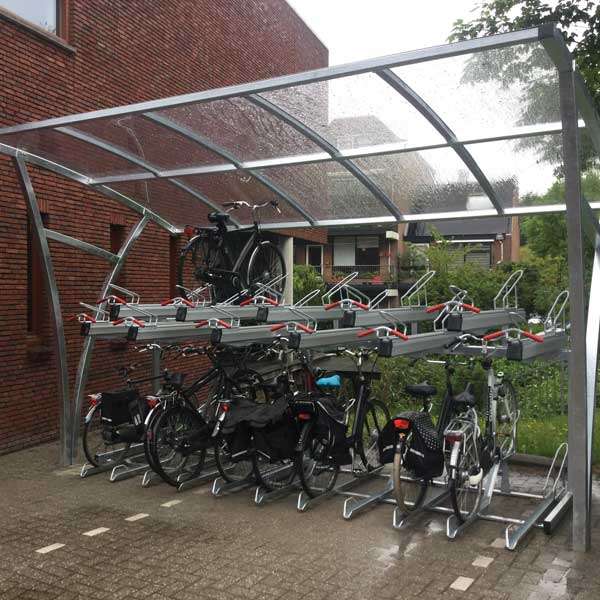 Overkappingen | Overkappingen compact fietsparkeren | FalcoRail enkelzijdige fietsoverkapping voor etagerekken | image #5 |  