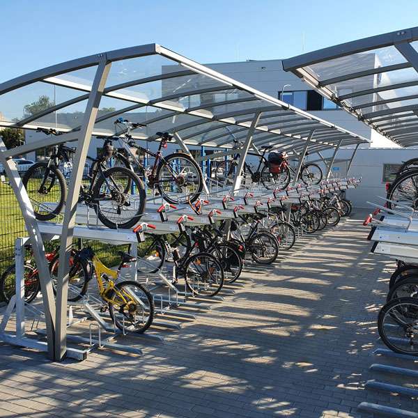 Overkappingen | Overkappingen compact fietsparkeren | FalcoRail enkelzijdige fietsoverkapping voor etagerekken | image #2 |  