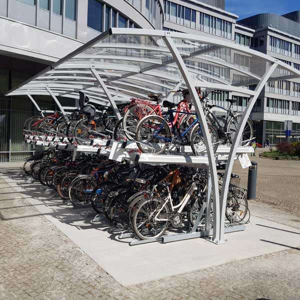 Overkappingen | Overkappingen compact fietsparkeren | FalcoRail dubbelzijdige fietsoverkapping voor etagerekken | image #4 |  