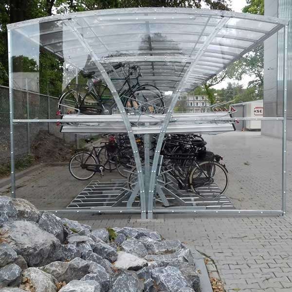 Overkappingen | Overkappingen compact fietsparkeren | FalcoRail dubbelzijdige fietsoverkapping voor etagerekken | image #9 |  