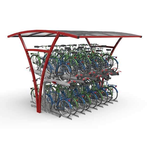 Overkappingen | Overkappingen compact fietsparkeren | FalcoRail dubbelzijdige fietsoverkapping voor etagerekken | image #1 |  