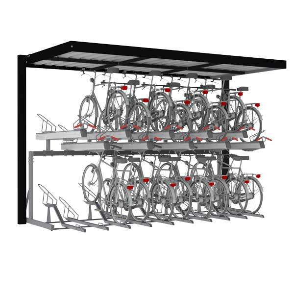 Overkappingen | Overkappingen compact fietsparkeren | FalcoSpan fietsoverkapping voor etagerekken | image #1 |  