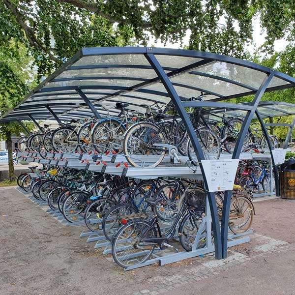 Overkappingen | Overkappingen compact fietsparkeren | FalcoRail dubbelzijdige fietsoverkapping voor etagerekken | image #2 |  