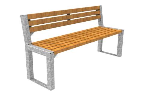 FalcoAcero buitenbank met rug, staal en hout