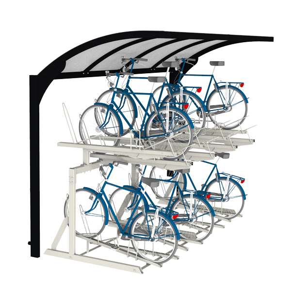 Overkappingen | Overkappingen compact fietsparkeren | FalcoGamma Level fietsoverkapping voor etagerekken | image #1 |  