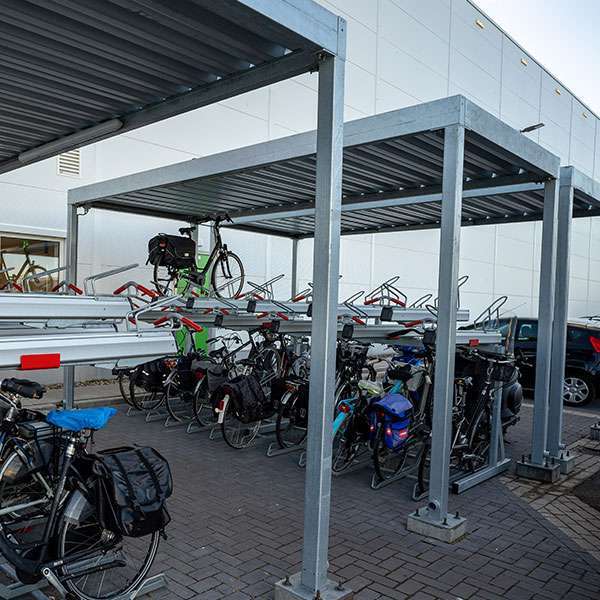 116301 fietsparkeren fietsoverkapping etagerek dubbellaags fietsenrek