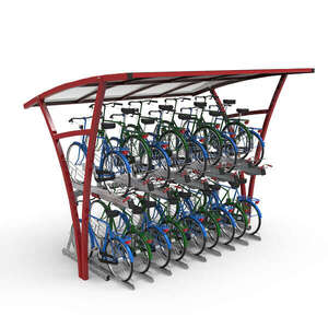Overkappingen | Overkappingen compact fietsparkeren | FalcoRail enkelzijdige fietsoverkapping voor etagerekken | image #1