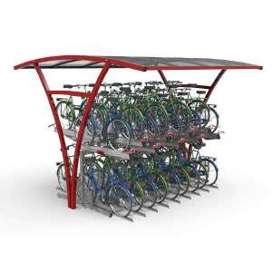 Overkappingen | Overkappingen compact fietsparkeren | FalcoRail dubbelzijdige fietsoverkapping voor etagerekken | image #1