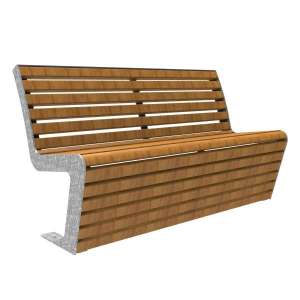Straatmeubilair | Banken | FalcoLinea buitenbank met rug, hout | image #1