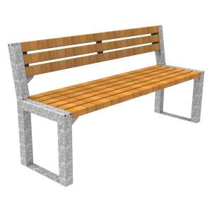 Straatmeubilair | Banken | FalcoAcero buitenbank met rug, staal en hout | image #1