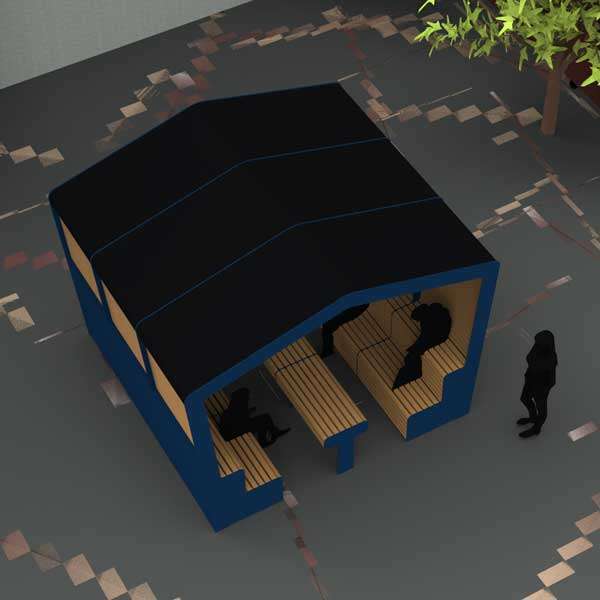straatmeubilair zitplek overdekt bank tafel