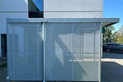 Fietsoverkapping op maat met gepoedercoat perfoplaat