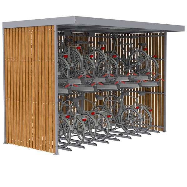 overkapping verhoogd compact fietsparkeren