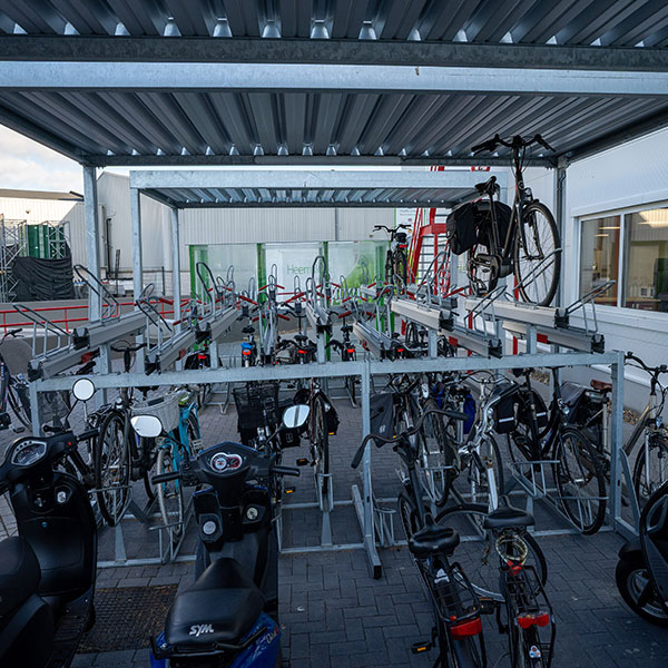 116301 fietsparkeren fietsoverkapping etagerek dubbellaags fietsenrek