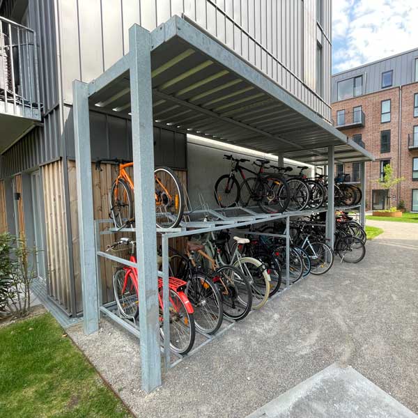 FalcoSpan fietsoverkapping voor etagerekken