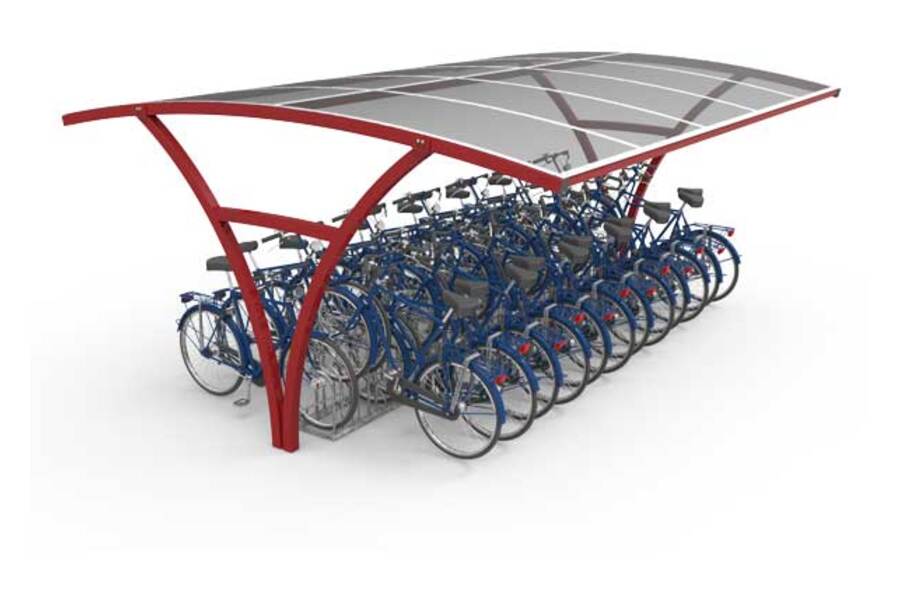 fietsparkeren fietsoverkapping fietsenstalling rokersoverkapping transparant FalcoRail