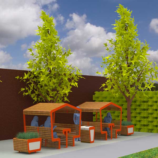 straatmeubilair FalcoLinea overdekte zitplek