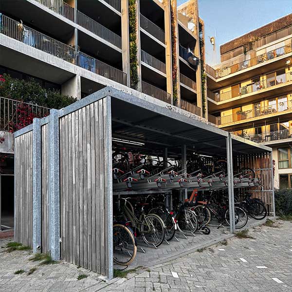 FalcoSpan fietsoverkapping voor etagerekken