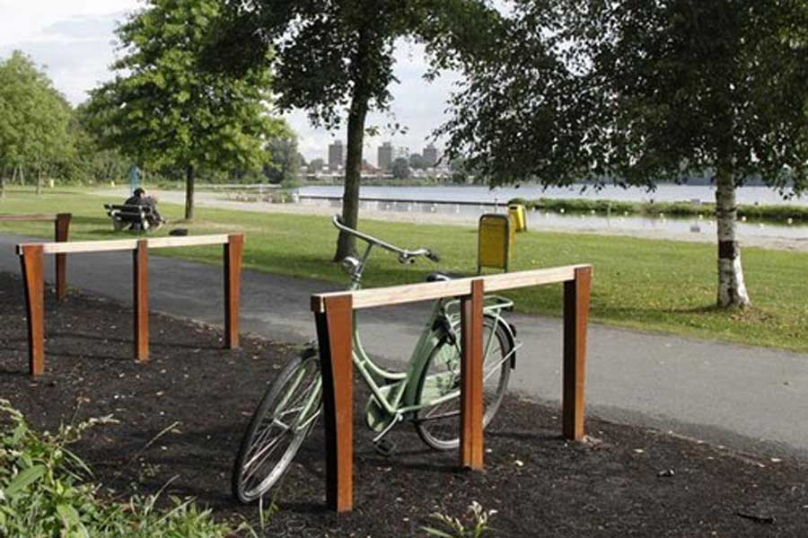 fietsparkeren fietsaanleunbeugel Cortenstaal