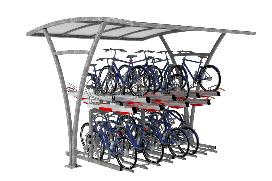 fietsparkeren fietsoverkapping etagerekken transparant FalcoRaiil